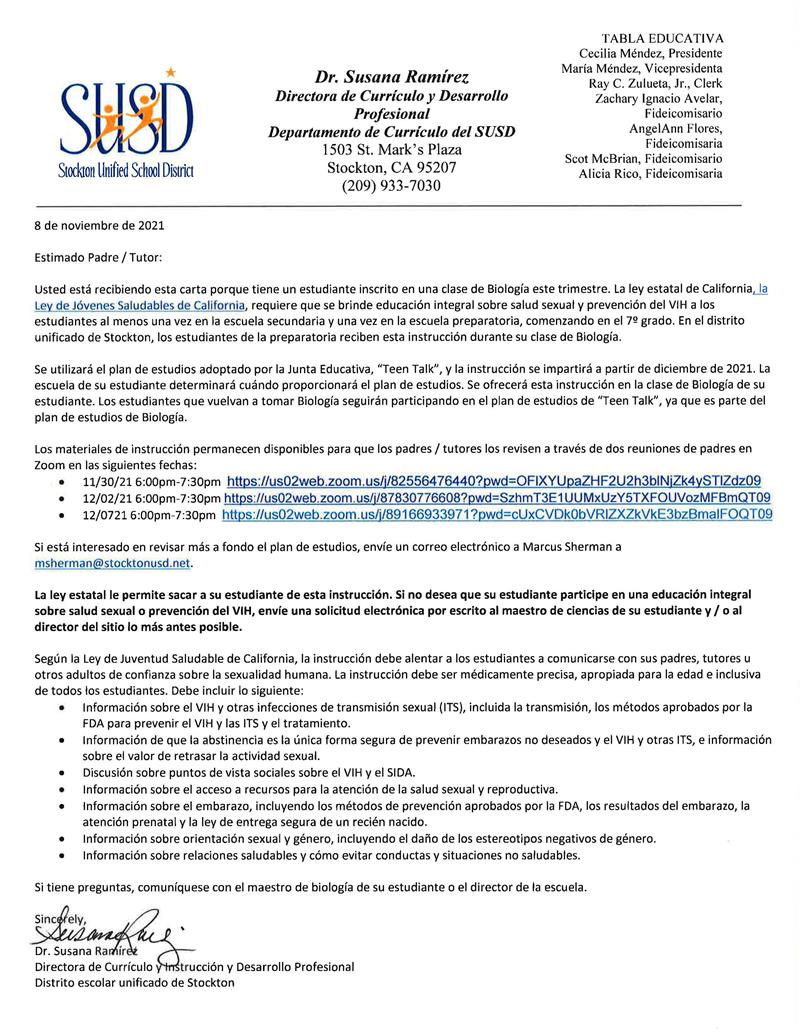  Parent Notification Spanish